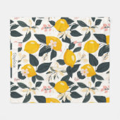 Vintages Lemon- und rosa Blossom-Muster Fleecedecke (Vorderseite (Horizontal))