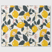 Vintages Lemon- und rosa Blossom-Muster Geschenkpapier (Flach)