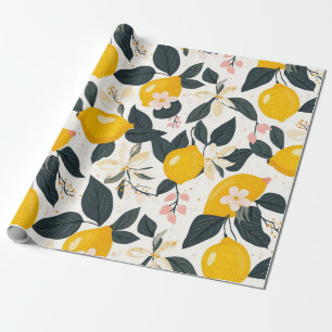 Vintages Lemon- und rosa Blossom-Muster Geschenkpapier