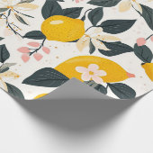 Vintages Lemon- und rosa Blossom-Muster Geschenkpapier (Ecke)
