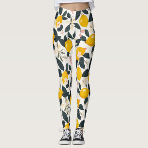 Vintages Lemon- und rosa Blossom-Muster Leggings