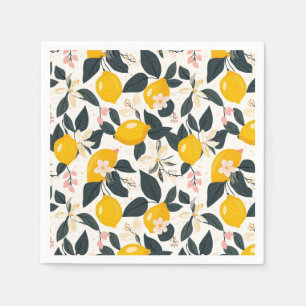 Vintages Lemon- und rosa Blossom-Muster Serviette
