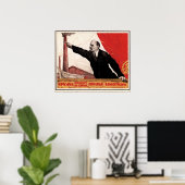 Vintages Lenin und rotes Flag-Poster Poster (Heimbüro)