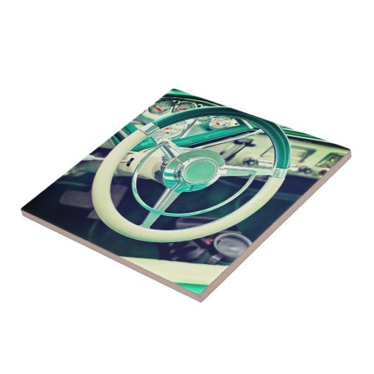 Vintages Lenkrad Fliese (Seite)