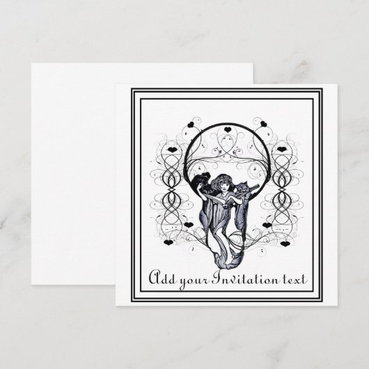 Vintages Lesemädchen, Einladungen (Vorne/Hinten)