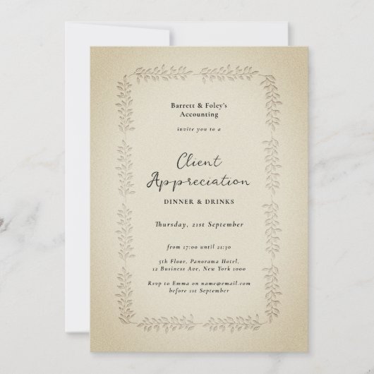 Vintages Letterpress-Kundenbewertungsgeschäft Einladung (Vorderseite)