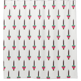 Vintages Leuchtlichtmuster auf Weiß Duschvorhang