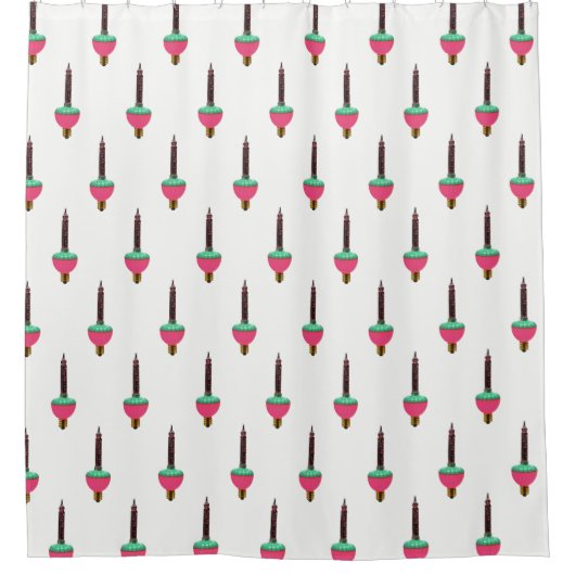 Vintages Leuchtlichtmuster auf Weiß Duschvorhang (Vorderseite)