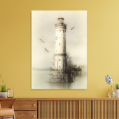 Vintages Leuchtturm Canvas Print Leinwanddruck (Insitu (Wohnzimmer))