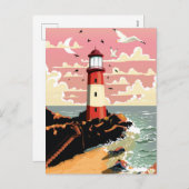 Vintages Leuchtturm Feiertagspostkarte (Vorne/Hinten)
