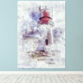 Vintages Leuchtturm Leinwanddruck (Insitu (Holzboden))