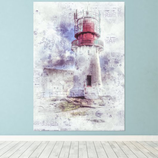 Vintages Leuchtturm Leinwanddruck (Insitu (Holzboden))