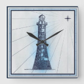 Vintages Leuchtturm Quadratische Wanduhr (Vorderseite)