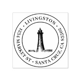 Vintages Leuchtturm Runde Rücksendeadresse Gummistempel