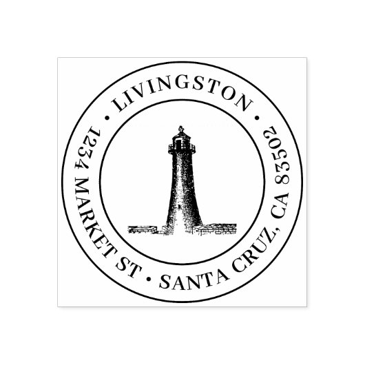 Vintages Leuchtturm Runde Rücksendeadresse Gummistempel (Prägung)