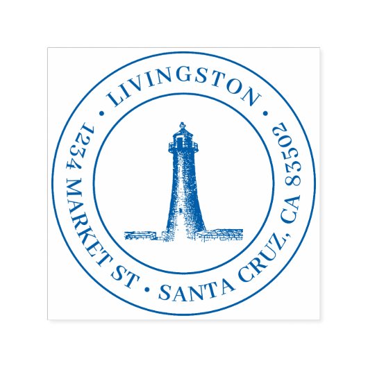 Vintages Leuchtturm Runde Rücksendeadresse Permastempel (Design)