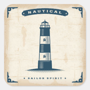 Vintages Leuchtturmposter 1 Quadratischer Aufkleber