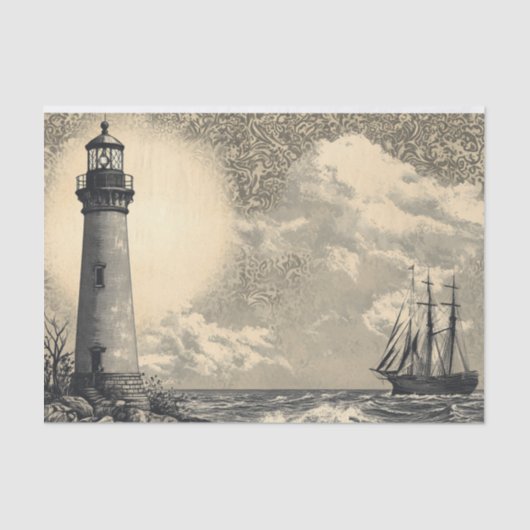 Vintages Leuchtturmschiff Seidenpapier (Vorderseite)