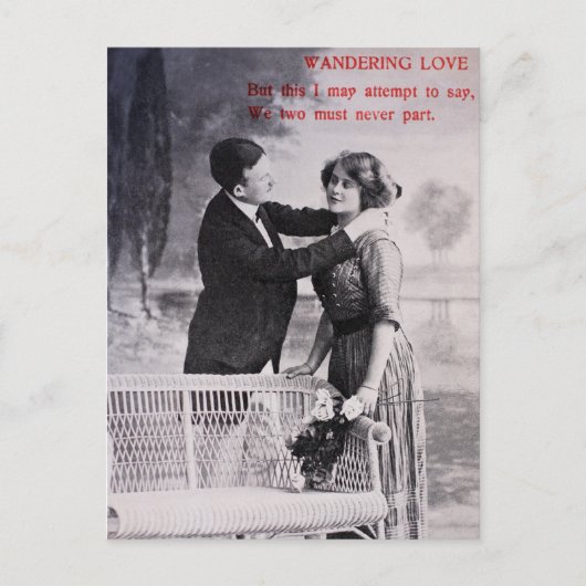 Vintages Liebe Schwarzweiß Postkarte (Vorderseite)