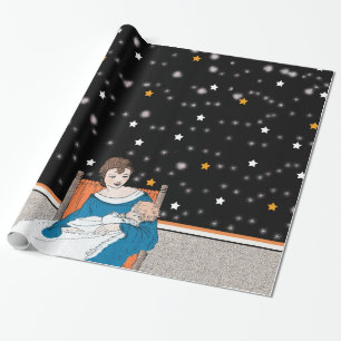 Vintages liebevolles Mutter-Baby hat den Tag der Geschenkpapier