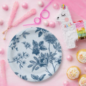 Vintages ligh Blue Floral Toile Muster Pappteller (Party)