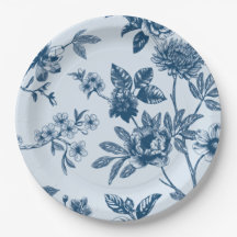 Vintages ligh Blue Floral Toile Muster