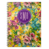 Vintages lila-blorgelbes Muster, monogramm Notizblock (Vorderseite)