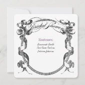 Vintages Lila Blühtest-Skript-Brautparty Einladung (Rückseite)