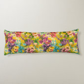 Vintages, lila blumengelbes Muster Seitenschläferkissen (Rückseite)