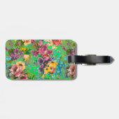 Vintages lila Blumenmuster Monogramm Gepäckanhänger (Rückseite horizontal)