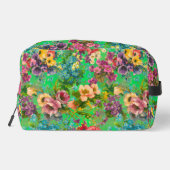 Vintages lila Blumenmuster Monogramm Waschbeutel (Rückseite)