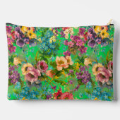 Vintages lila Blumenmuster Monogramm Zubehörtasche (Rückseite)