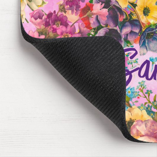 Vintages lila Blumenrosa-Muster Mousepad (Ecke)