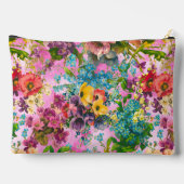 Vintages lila Blumenrosa-Muster Zubehörtasche (Rückseite)