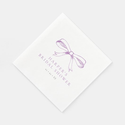 Vintages Lila Bow-Brautparty Serviette (Ecke)