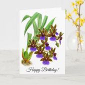 Vintages Lila Burgund Orchid Blume Personalisiert Karte (Gelbe Blume)