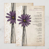 Vintages Lila Daisy-Hochzeitsprogramm Programm (Vorne/Hinten)