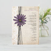 Vintages Lila Daisy-Hochzeitsprogramm Programm (Stehend Vorderseite)