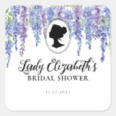 Vintages Lila Era Brautparty Quadratischer Aufkleber (Vorderseite)