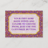 Vintages Lila Fliesenmuster Kaleidoskop Visitenkarte (Rückseite)