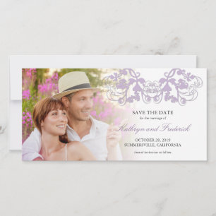 Vintages Lila florales Geblüht Foto Save the Date