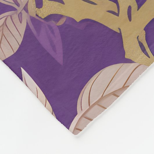 Vintages lila Goldchinoiserie Blumen Fleecedecke (Ecke)