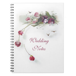 Vintages lila Notizbuch der süßen Erbsen Notizblock