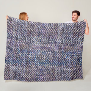 Vintages lila Sahneherringbone Fleecedecke