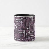 Vintages lila Steampunk Muster befestigt Tasse (Zentrum)