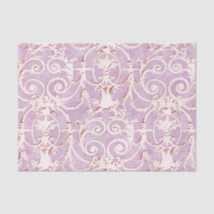 Vintages Lila und Beige Damask Muster Seidenpapier
