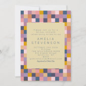 Vintages Lila und gelbes geometrisches Brautparty Einladung (Vorderseite)