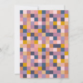 Vintages Lila und gelbes geometrisches Brautparty Einladung (Rückseite)