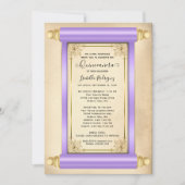 Vintages Lilac Gold Scroll Einladung (Vorderseite)