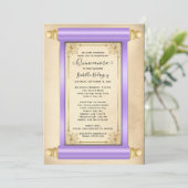 Vintages Lilac Gold Scroll Einladung (Stehend Vorderseite)